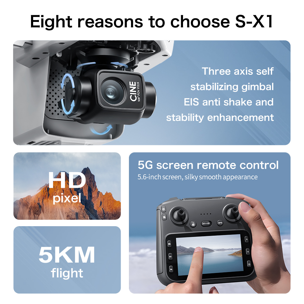 レノボ S-X1 ドローン 8K HD プロフェッショナル  - Fpv Drone Motor のレビューと価格